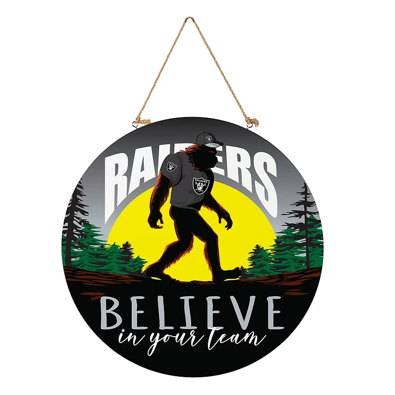 Las Vegas Raiders 18" Bigfoot "Believe in Yourself" Team Logo Wood Round Door Sign