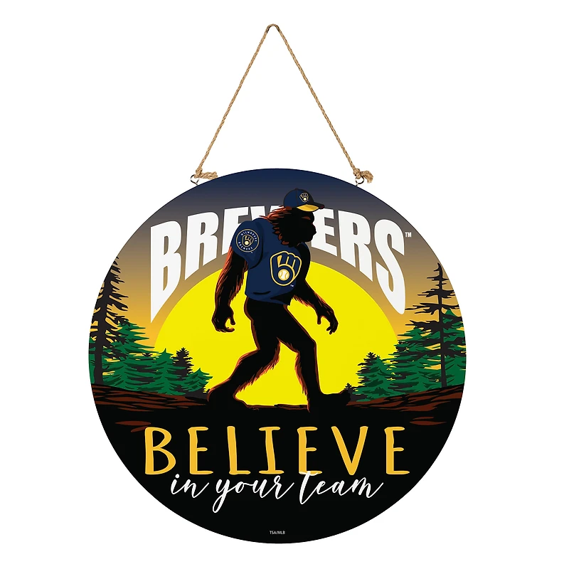 Milwaukee Brewers 18" Bigfoot "Believe in Yourself" Team Logo Wood Round Door Sign