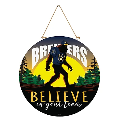 Milwaukee Brewers 18" Bigfoot "Believe in Yourself" Team Logo Wood Round Door Sign