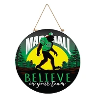 Marshall Thundering Herd 18" Bigfoot "Believe in Yourself" Team Logo Wood Round Door Sign