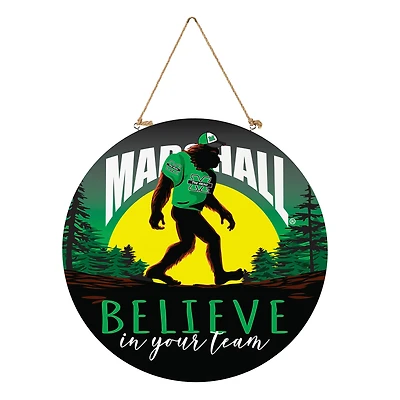 Marshall Thundering Herd 18" Bigfoot "Believe in Yourself" Team Logo Wood Round Door Sign