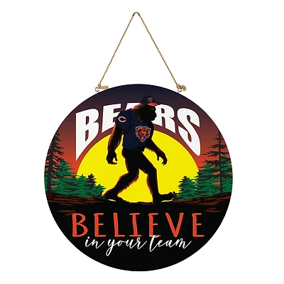 Chicago Bears 18" Bigfoot "Believe in Yourself" Team Logo Wood Round Door Sign