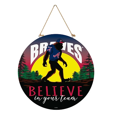 Atlanta Braves 18" Bigfoot "Believe in Yourself" Team Logo Wood Round Door Sign