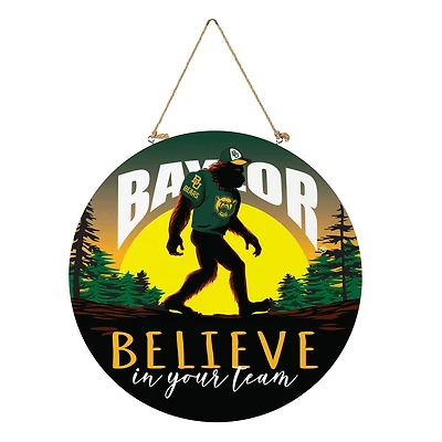 Baylor Bears 18" Bigfoot "Believe in Yourself" Team Logo Wood Round Door Sign
