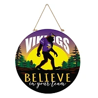 Minnesota Vikings 18" Bigfoot "Believe in Yourself" Team Logo Wood Round Door Sign