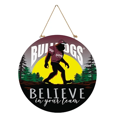 Mississippi State Bulldogs 18" Bigfoot "Believe in Yourself" Team Logo Wood Round Door Sign