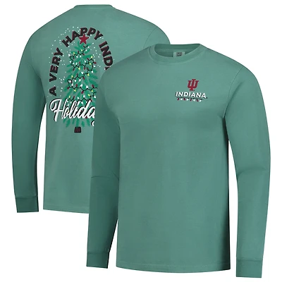 Men's Green Indiana Hoosiers Comfort Colors Merry Christmas Tree Long Sleeve T-Shirt