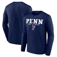 Men's Navy Pennsylvania Quakers Authentic Pick-A-Sport Long Sleeve T-Shirt