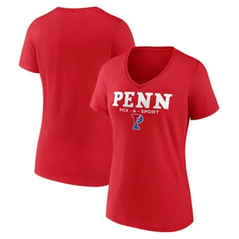Women's Red Pennsylvania Quakers Authentic Pick-A-Sport V-Neck T-Shirt