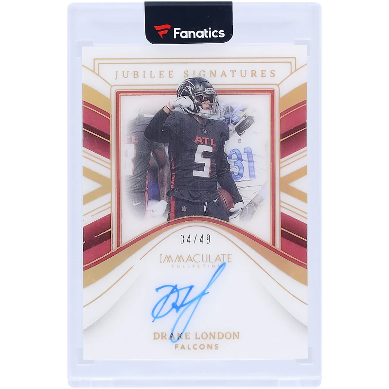 Drake London Atlanta Falcons Autographed 2023 Panini Immaculate Signature Moves #JS-DLO #34/49 Card