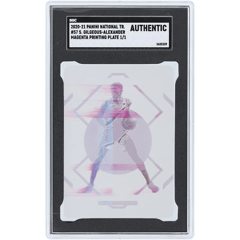 Shai Gilgeous-Alexander Oklahoma City Thunder 2020-21 Panini National Treasures Magenta Printing Plate #57 #1/1 SGC Authenticated Auth Card