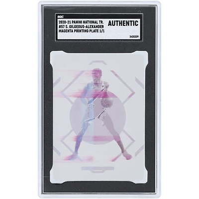Shai Gilgeous-Alexander Oklahoma City Thunder 2020-21 Panini National Treasures Magenta Printing Plate #57 #1/1 SGC Authenticated Auth Card