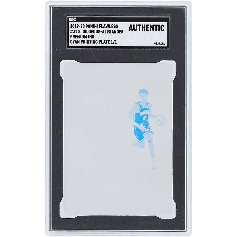 Shai Gilgeous-Alexander Oklahoma City Thunder 2019-20 Panini Flawless Cyan Printing Plate #31 #1/1 SGC Authenticated Auth Card