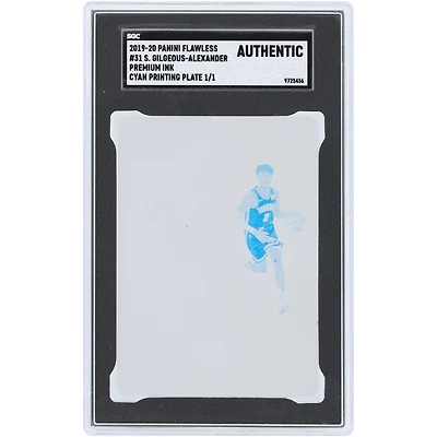 Shai Gilgeous-Alexander Oklahoma City Thunder 2019-20 Panini Flawless Cyan Printing Plate #31 #1/1 SGC Authenticated Auth Card