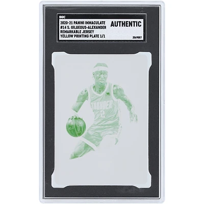 Shai Gilgeous-Alexander Oklahoma City Thunder 2020-21 Panini Immaculate Collection Yellow Printing Plate #14 #1/1 SGC Authenticated Auth Card
