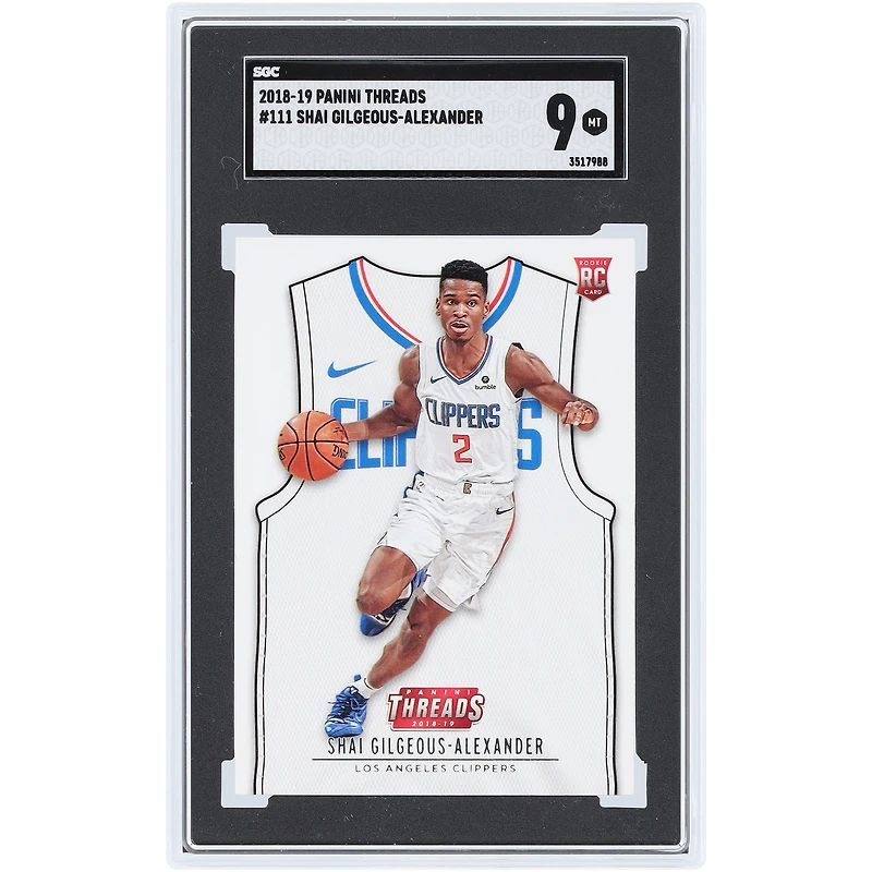 Shai Gilgeous-Alexander LA Clippers 2018-19 Panini Threads #111 SGC Authenticated 9 Rookie Card