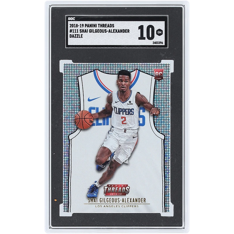 Shai Gilgeous-Alexander LA Clippers 2018-19 Panini Threads Dazzle #111 SGC Authenticated 10 Rookie Card