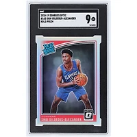 Shai Gilgeous-Alexander LA Clippers 2018-19 Panini Donruss Optic Holo Prizm #162 SGC Authenticated 9 Rookie Card