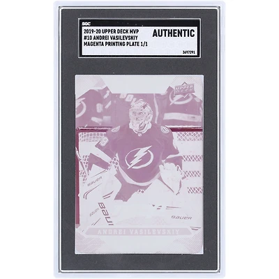 Andrei Vasilevskiy Tampa Bay Lightning 2019-20 Upper Deck MVP Magenta Printing Plate #10 #1/1 SGC Authenticated Auth Card