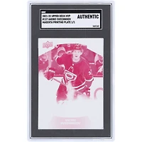 Andrei Svechnikov Carolina Hurricanes 2021-22 Upper Deck MVP Magenta Printing Plate #137 #1/1 SGC Authenticated Auth Card