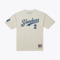Men's Mitchell & Ness Derek Jeter Cream New York Yankees Cooperstown Collection Throwback Name & Number T-Shirt