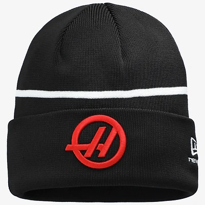 Men's New Era  Black Haas F1 Team Team Cuffed Knit Hat