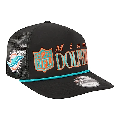 Men's New Era Black Miami Dolphins Throwback Foam 19TWENTY Adjustable Hat
