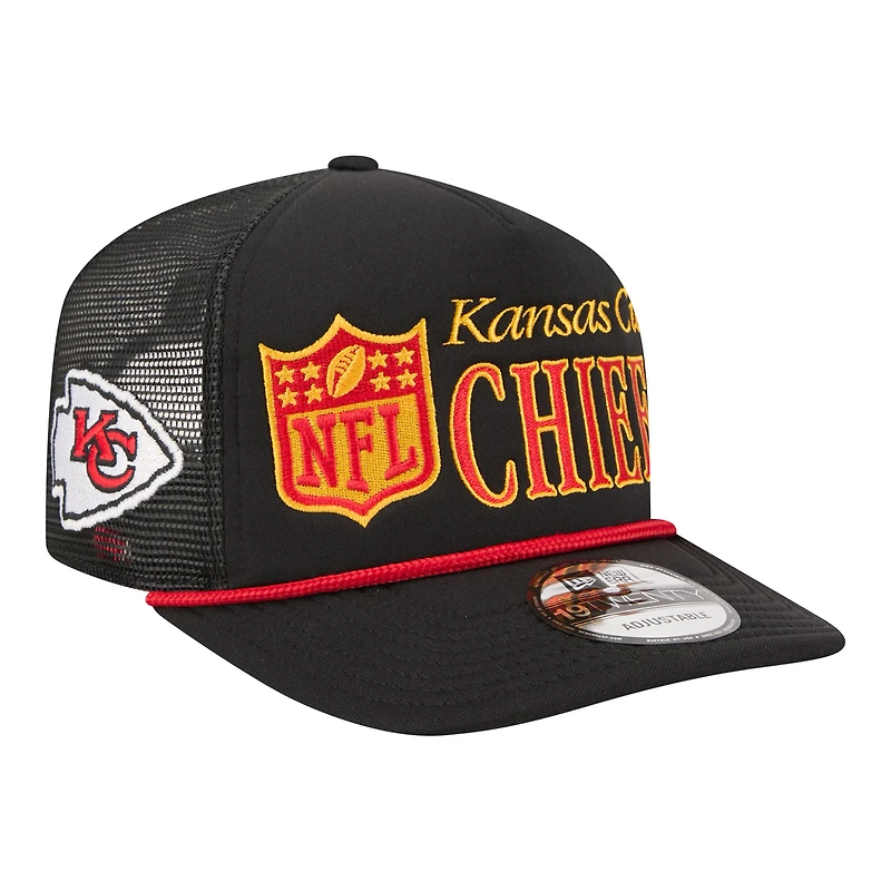 Men's New Era Black Kansas City Chiefs Throwback Foam 19TWENTY Adjustable Hat