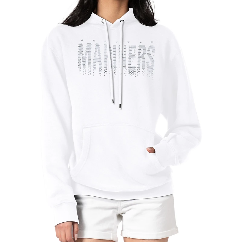 Women's G-III 4Her by Carl Banks White Seattle Mariners Metallic Drop Fleece Hoodie