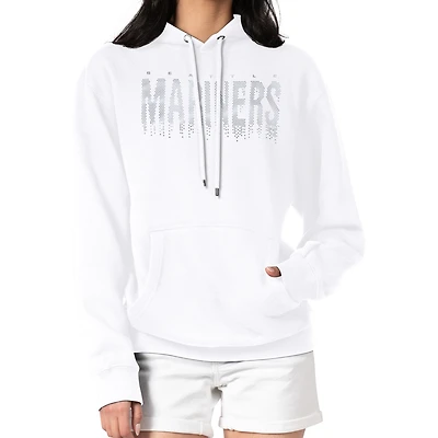 Women's G-III 4Her by Carl Banks  White Seattle Mariners Metallic Drop Fleece Hoodie
