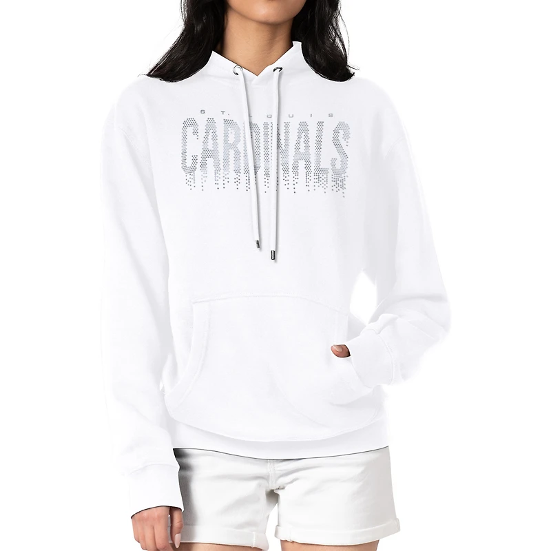 Women's G-III 4Her by Carl Banks White St. Louis Cardinals Metallic Drop Fleece Hoodie