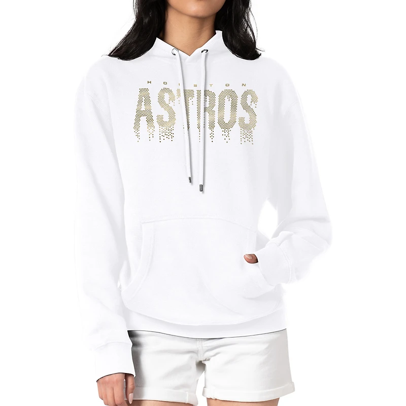Women's G-III 4Her by Carl Banks White Houston Astros Metallic Drop Fleece Hoodie
