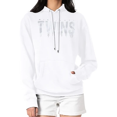 Women's G-III 4Her by Carl Banks  White Minnesota Twins Metallic Drop Fleece Hoodie