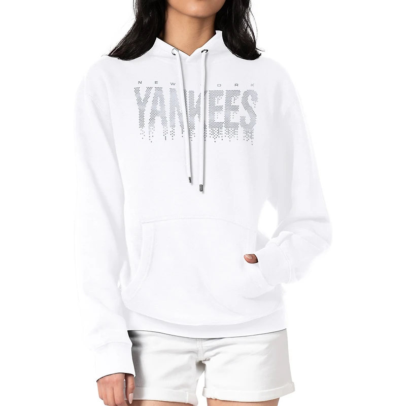 Women's G-III 4Her by Carl Banks White New York Yankees Metallic Drop Fleece Hoodie