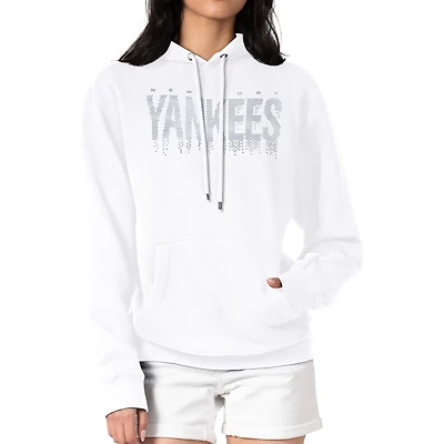 Women's G-III 4Her by Carl Banks  White New York Yankees Metallic Drop Fleece Hoodie