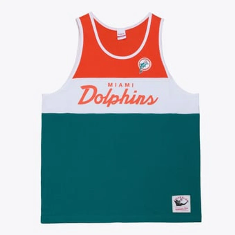 Men's Mitchell & Ness  Aqua/Orange Miami Dolphins Head Coach Tank Top