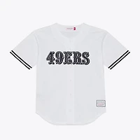 Men's Mitchell & Ness White San Francisco 49ers Monochrome Mesh Full-Button Baseball Jersey
