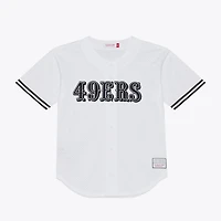 Men's Mitchell & Ness White San Francisco 49ers Monochrome Mesh Full-Button Baseball Jersey