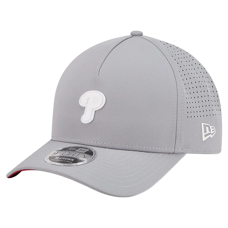 Men's New Era  Gray Philadelphia Phillies Micro Logo 9FORTY M-Crown A-Frame Adjustable Hat