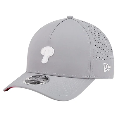 Men's New Era  Gray Philadelphia Phillies Micro Logo 9FORTY M-Crown A-Frame Adjustable Hat