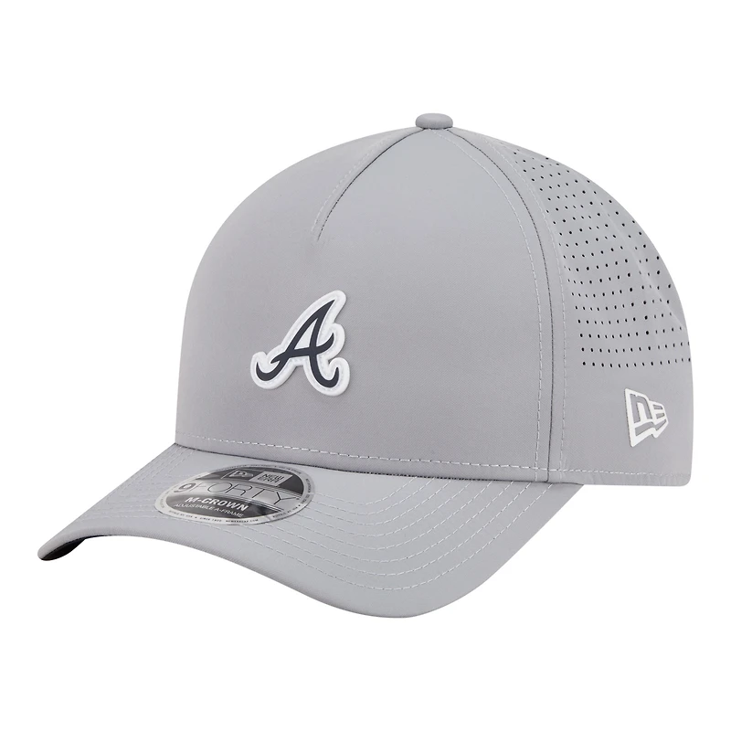 Men's New Era  Gray Atlanta Braves Micro Logo 9FORTY M-Crown A-Frame Adjustable Hat