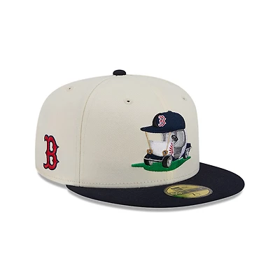 Men's New Era  Cream/Navy Boston Red Sox Bullpen Cart 59FIFTY Fitted Hat