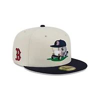 Men's New Era  Cream/Navy Boston Red Sox Bullpen Cart 59FIFTY Fitted Hat