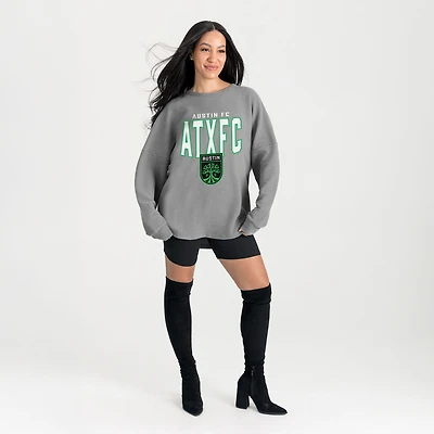 Women's Gameday Couture Gray Austin FC Oversized Pure Motion Corded Sweatshirt