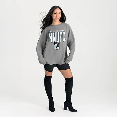 Women's Gameday Couture  Gray Minnesota United FC Oversized Pure Motion Corded Sweatshirt