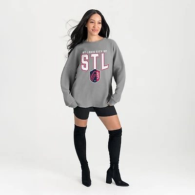 Women's Gameday Couture  Gray St. Louis CITY SC Oversized Pure Motion Corded Sweatshirt