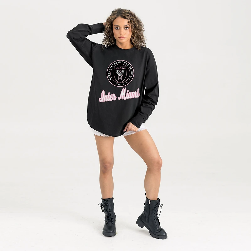 Women's Gameday Couture Black Inter Miami CF Oversized Long Sleeve T-Shirt