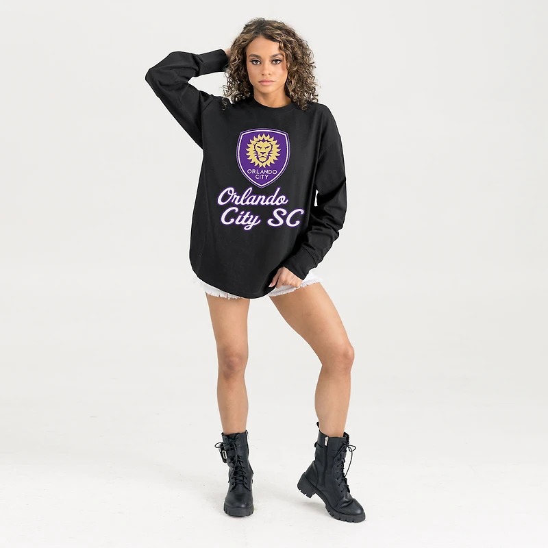 Women's Gameday Couture Black Orlando City SC Oversized Long Sleeve T-Shirt