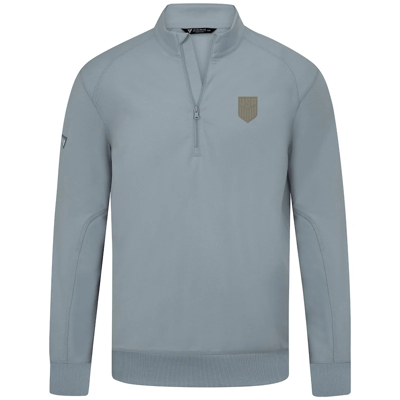 Men's Levelwear Gray USMNT Copper Upright Quarter-Zip Tri-Blend Fleece