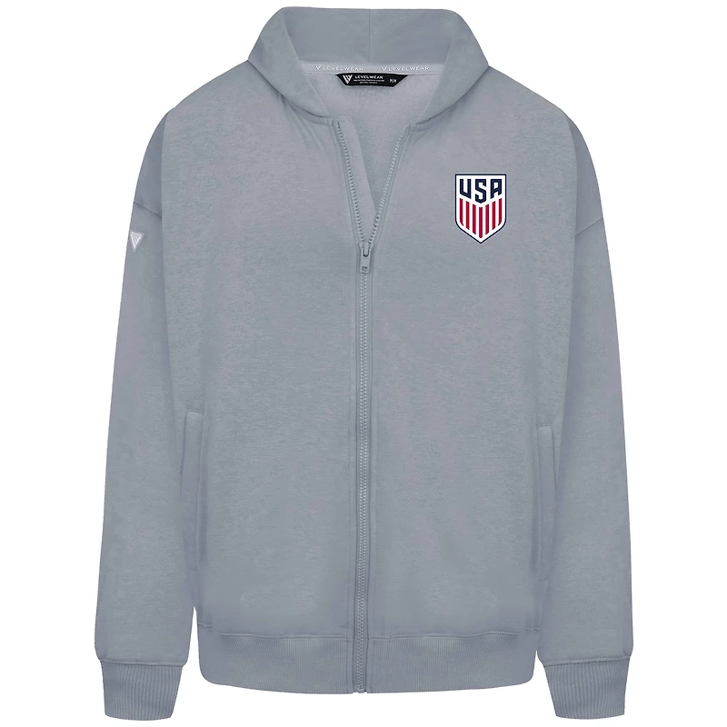Men's Levelwear Gray USMNT Oversized Uphill Full-Zip Hoodie